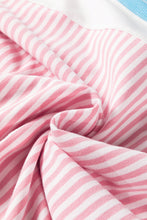 Load image into Gallery viewer, White Stripe Patchwork Bracelet Sleeve Plus Size T Shirt