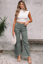 Load image into Gallery viewer, Rose Leopard Frayed Edge Wide Leg High Waist Jeans