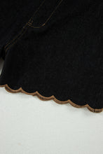 Load image into Gallery viewer, Black Embroidered Scalloped Trim Relaxed Denim Shorts