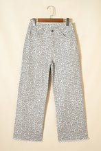Load image into Gallery viewer, Rose Leopard Frayed Edge Wide Leg High Waist Jeans