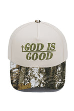 Load image into Gallery viewer, Spinach Green GOD IS GOOD Embroidered Camo Contrast Baseball Cap