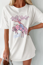 Load image into Gallery viewer, White Wild West Cowgirl Rodeo Graphic Tunic Tee