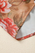 Load image into Gallery viewer, Brown Floral Print Shirt Style Long Sleeve Ruffle Mini Dress