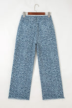 Load image into Gallery viewer, Rose Leopard Frayed Edge Wide Leg High Waist Jeans