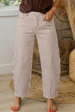 Load image into Gallery viewer, Brown Stripe Casual Barrel Jeans