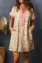 Load image into Gallery viewer, Blue Western Fashion Print Striped Color Block Patchwork Shift Mini Dress