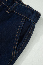 Load image into Gallery viewer, Black Embroidered Scalloped Trim Relaxed Denim Shorts