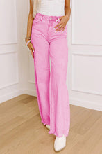 Load image into Gallery viewer, Pink Acid Wash High Waist Uneven Raw Hem Shift Jeans