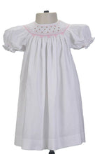 Load image into Gallery viewer, White Geometric Smocked Dress with Flowers Short Sleeve