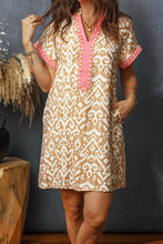 Load image into Gallery viewer, Blue Western Fashion Print Striped Color Block Patchwork Shift Mini Dress