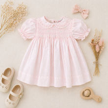 Load image into Gallery viewer, Petit Ami Pink Fully Smocked Dress with Lace