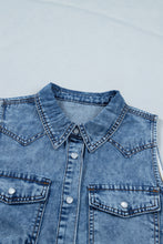Load image into Gallery viewer, Dusk Blue Buttoned Front Collared Sleeveless Denim Vest