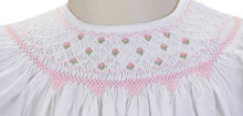 Load image into Gallery viewer, White Geometric Smocked Dress with Flowers Short Sleeve