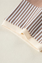 Load image into Gallery viewer, White Stripe Patchwork Bracelet Sleeve Plus Size T Shirt