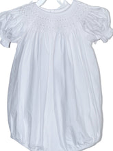 Load image into Gallery viewer, White Geo Pearl Smocked Short Sleeve Bubble