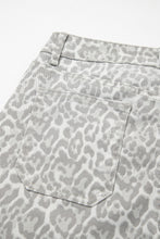 Load image into Gallery viewer, Rose Leopard Frayed Edge Wide Leg High Waist Jeans