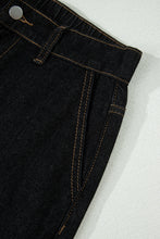 Load image into Gallery viewer, Black Embroidered Scalloped Trim Relaxed Denim Shorts