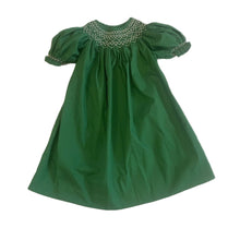 Load image into Gallery viewer, Green Geometric Smocked Short Sleeve Dress with Pearl Details
