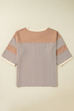 Load image into Gallery viewer, White Stripe Patchwork Bracelet Sleeve Plus Size T Shirt