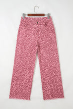Load image into Gallery viewer, Rose Leopard Frayed Edge Wide Leg High Waist Jeans