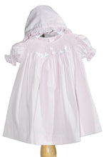 Load image into Gallery viewer, Pink Geometric Smocked with Ribbon Short Sleeve Dress & Bonnet