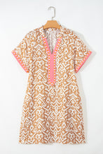 Load image into Gallery viewer, Blue Western Fashion Print Striped Color Block Patchwork Shift Mini Dress