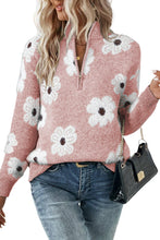 Load image into Gallery viewer, Vintage Floral Pattern Half Zip Sweater