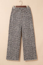 Load image into Gallery viewer, Rose Leopard Frayed Edge Wide Leg High Waist Jeans