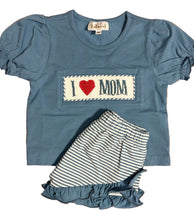 Load image into Gallery viewer, I Love Mom Girls Hand Smocked Short Sets
