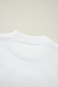 White Touchdown Tinsel Puff Short Sleeve Sweater