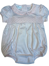 Load image into Gallery viewer, Magnolia Baby Solid Smocked Bubble, White with Pink
