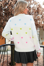 Load image into Gallery viewer, Multicolor Heart Pattern Colorblock High Neck Sweater
