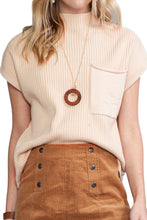 Load image into Gallery viewer, Pocket Ribbed Knit Short Sleeve Sweater
