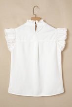 Load image into Gallery viewer, Blue Frilled Collar Flutter Sleeve Denim Top
