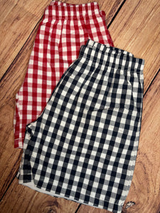 Patriotic Summer Gingham Short Set, Red and Navy Blue