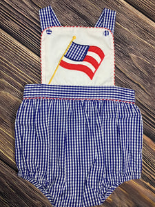 Petit Ami Bubble with American Flag Applique