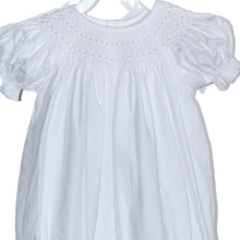 Load image into Gallery viewer, White Geo Pearl Smocked Short Sleeve Bubble
