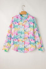 Load image into Gallery viewer, White Colorful Horse Print Long Sleeve Shirt
