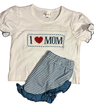 Load image into Gallery viewer, I Love Mom Girls Hand Smocked Short Sets
