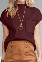 Load image into Gallery viewer, Pocket Ribbed Knit Short Sleeve Sweater

