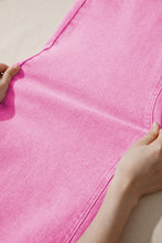 Load image into Gallery viewer, Pink Acid Wash High Waist Uneven Raw Hem Shift Jeans
