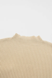 Pocket Ribbed Knit Short Sleeve Sweater
