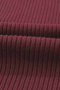 Pocket Ribbed Knit Short Sleeve Sweater