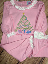 Load image into Gallery viewer, My 1st Christmas and Merry Christmas Long Romper, Pink, Everyday Knit
