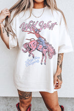 Load image into Gallery viewer, White Wild West Cowgirl Rodeo Graphic Tunic Tee
