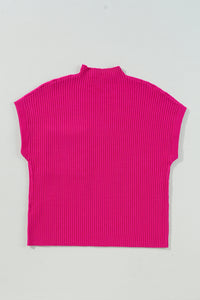 Pocket Ribbed Knit Short Sleeve Sweater