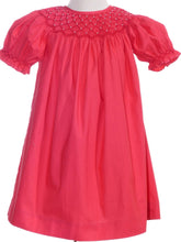 Load image into Gallery viewer, Red Short Sleeve Dress with Pearl Smocked Details
