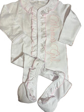 Load image into Gallery viewer, Little Sister Double Ruffled, Magnolia Baby Footie
