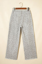 Load image into Gallery viewer, Rose Leopard Frayed Edge Wide Leg High Waist Jeans
