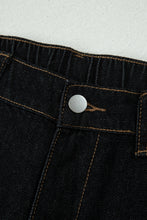 Load image into Gallery viewer, Black Embroidered Scalloped Trim Relaxed Denim Shorts
